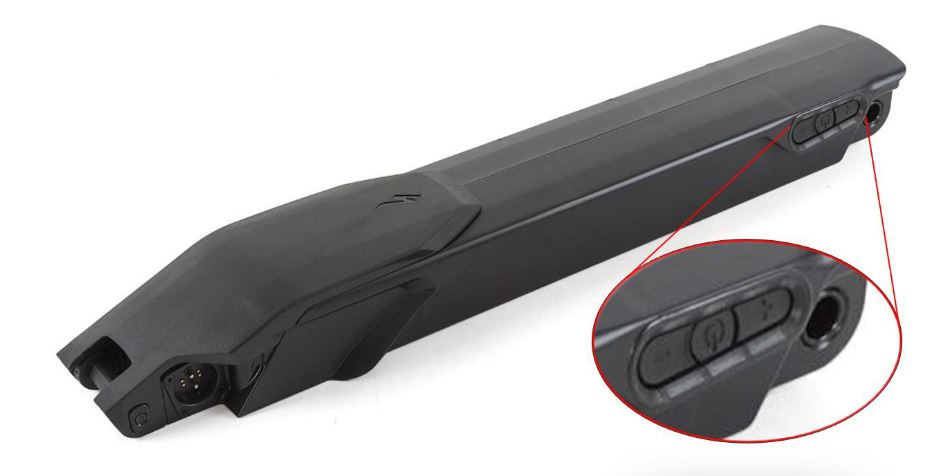 Billede fra myndighedens meddelelse af det tilbagekaldte produkt Cykelbatteri til Kenovo og Turbo Levo mountainbike cykler. Årsag: OKTILTAG.