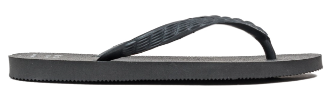 Billede fra myndighedens meddelelse af det tilbagekaldte produkt TSUKUMO BEACH SANDAL (BLACK/BLACK). Årsag: OVERTRÆD.