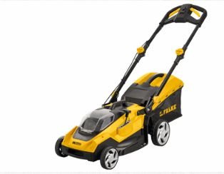 Billede fra myndighedens meddelelse af det tilbagekaldte produkt Falke Plæneklipper AKKU 400mm 2x19V LI-ION. Årsag: OKTILTAG.