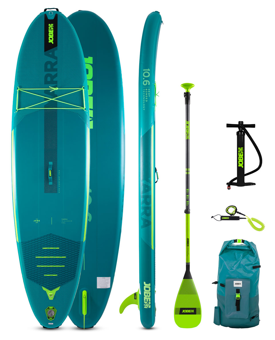 Billede fra myndighedens meddelelse af det tilbagekaldte produkt Jobe 10.6 Yarra Teal Inflatable SUP. Årsag: OKTILTAG.