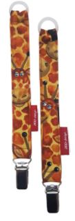 Billede fra myndighedens meddelelse af det tilbagekaldte produkt Zoo Design Suttesnor, m. Giraffer, Brun. Årsag: OVERTRÆD.