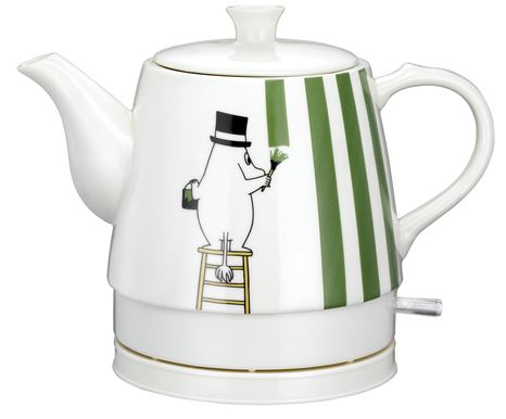 Billede fra myndighedens meddelelse af det tilbagekaldte produkt MOOMIN ceramic 0.8L Painting pappa, Elkedel. Årsag: OKTILTAG.