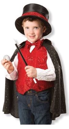 Billede fra myndighedens meddelelse af det tilbagekaldte produkt Tryllekunstner kostume, 3-6 år - Melissa & Doug. Årsag: OKTILTAG.