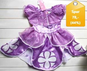 Billede fra myndighedens meddelelse af det tilbagekaldte produkt Disney udklædning SOFIA KJOLE - længde: 50 cm. Årsag: OKTILTAG.