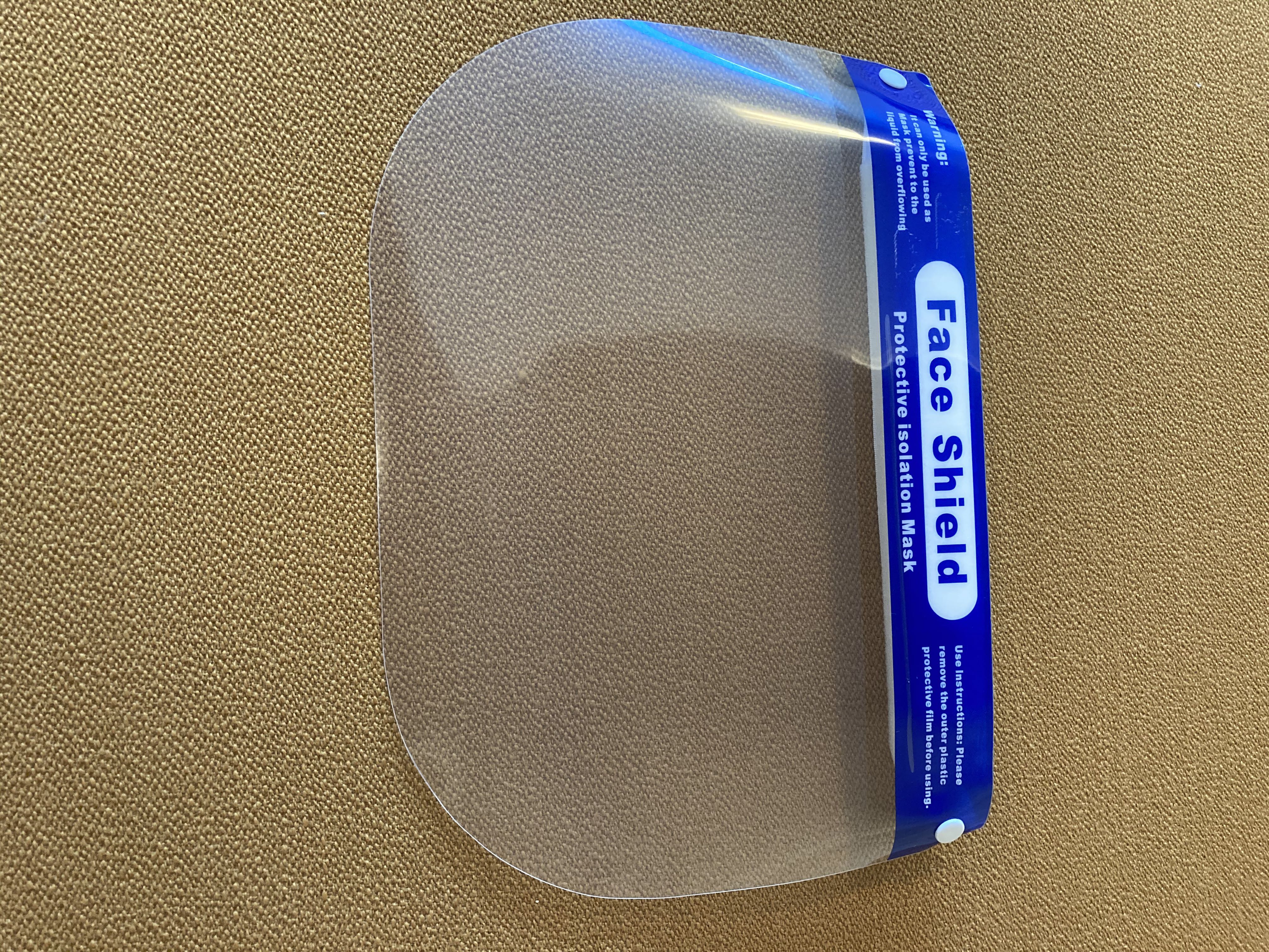 Billede fra myndighedens meddelelse af det tilbagekaldte produkt FACE SHIELD ANSIGTSVISIR. Årsag: OVERTRÆD.