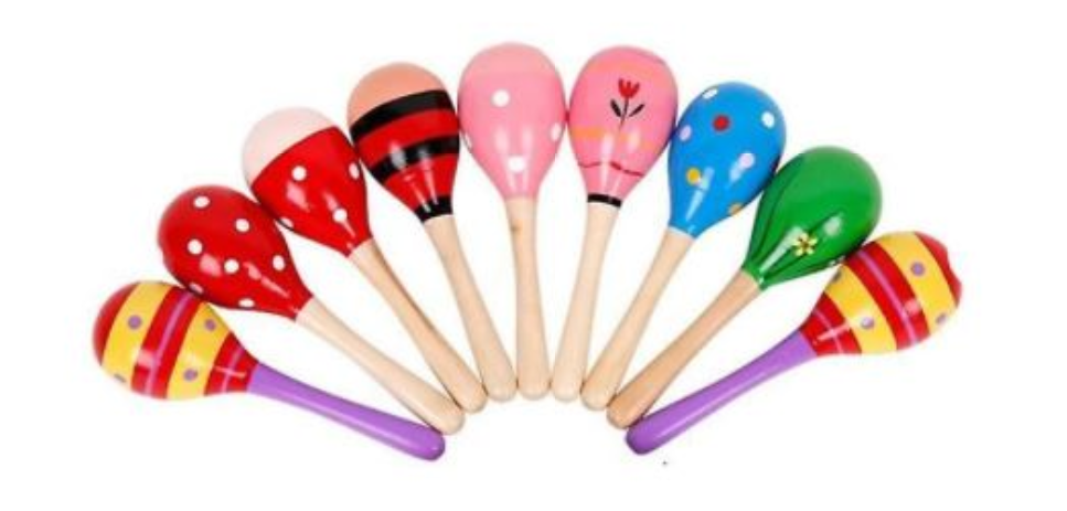 Billede fra myndighedens meddelelse af det tilbagekaldte produkt Spædbarn Småbørn Wood Sand Hammer-Træ Maraca Rangler. Årsag: OVERTRÆD.