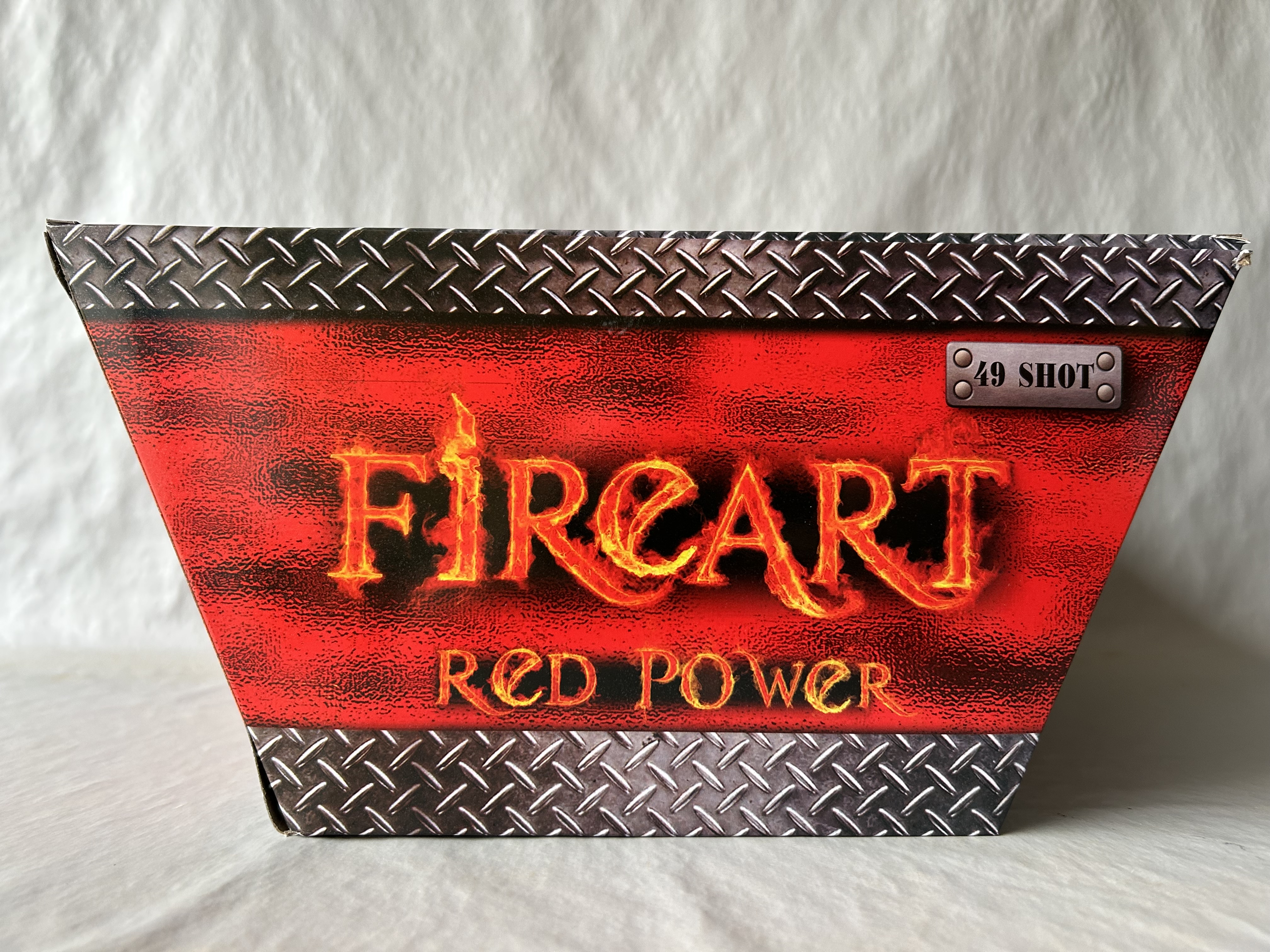 Billede fra myndighedens meddelelse af det tilbagekaldte produkt Fireart Red Power. Årsag: OVERTRÆD.
