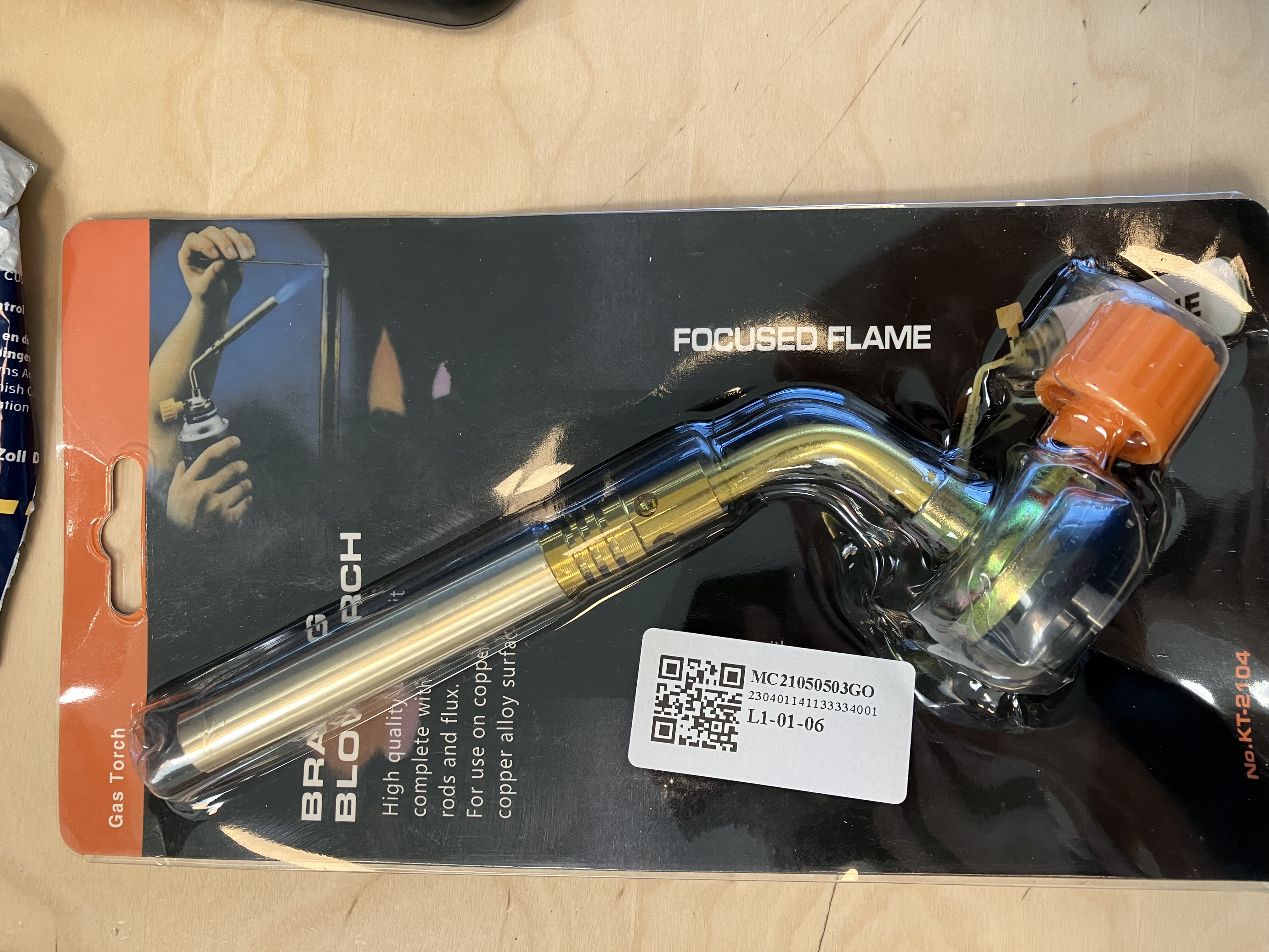 Billede fra myndighedens meddelelse af det tilbagekaldte produkt Focused Flame Blowtorch. Årsag: OVERTRÆD.