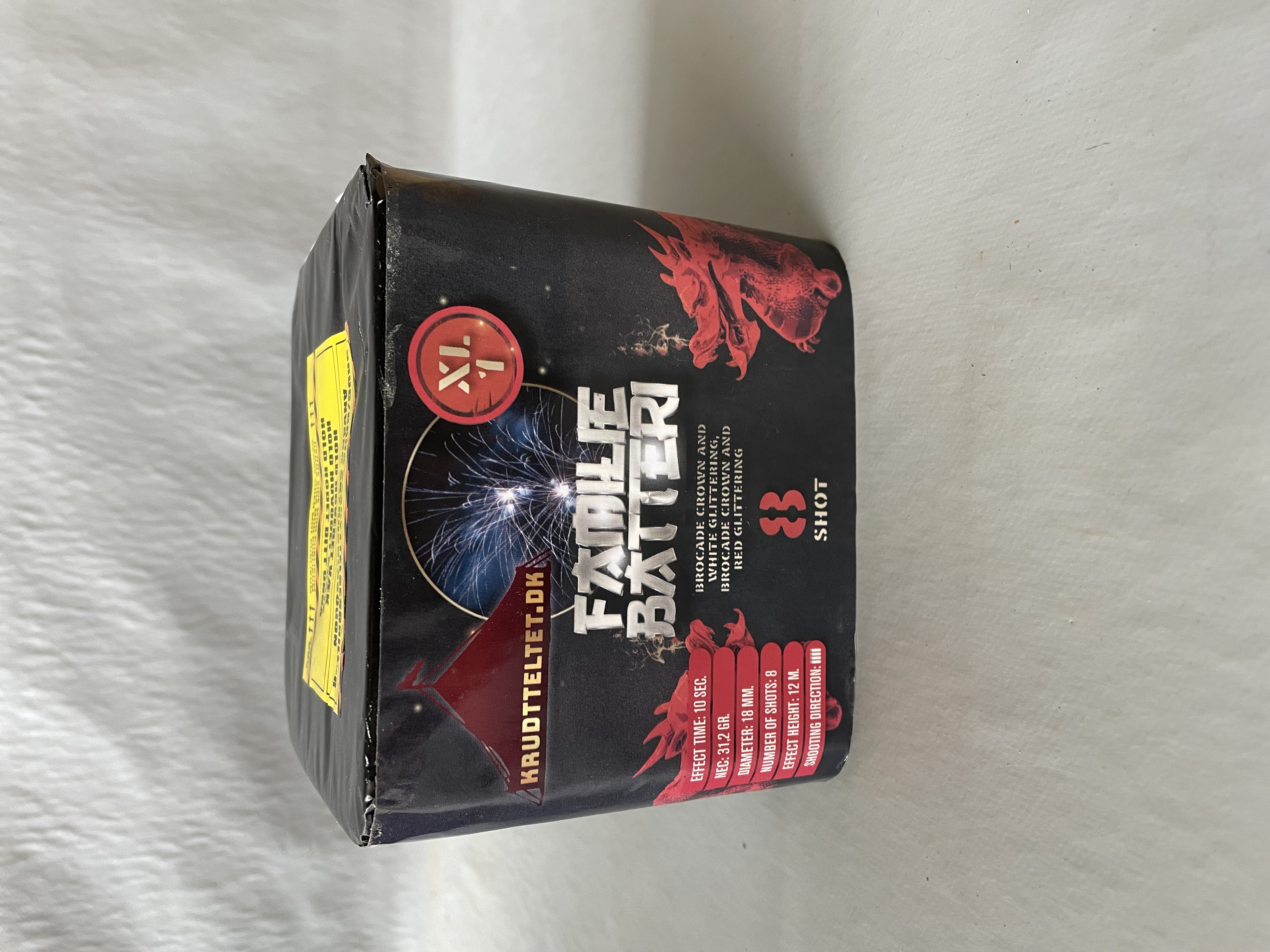 Billede fra myndighedens meddelelse af det tilbagekaldte produkt Familie batteri XL. Årsag: OKTILTAG.