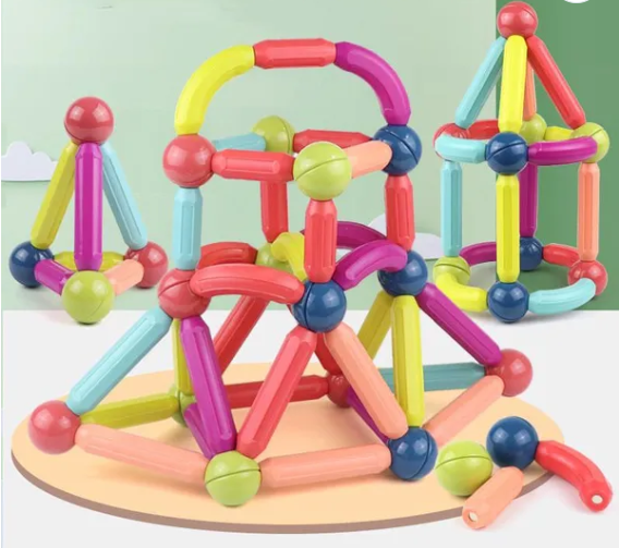 Billede fra myndighedens meddelelse af det tilbagekaldte produkt 25/42/64pcs Magnetic Building Sticks Blocks Toy, Stem Educational Construction Toys. Årsag: OKTILTAG.
