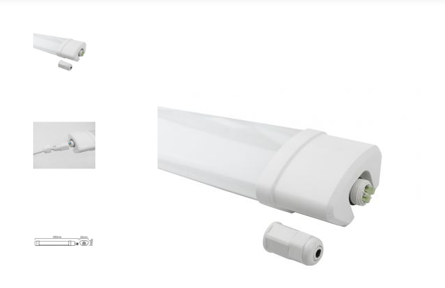 Billede fra myndighedens meddelelse af det tilbagekaldte produkt TRI-PROOF LED Armatur På 30W i 4000K, 3600Lm, IP65, 230V - 650mm. Årsag: OKTILTAG.