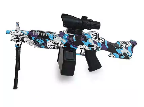 Billede fra myndighedens meddelelse af det tilbagekaldte produkt M82 Gel Blaster. Årsag: OKTILTAG.