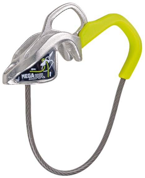 Billede fra myndighedens meddelelse af det tilbagekaldte produkt Edelrid Mega Jul bremse. Årsag: OKTILTAG.
