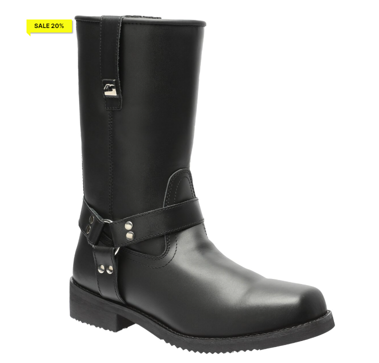 Billede fra myndighedens meddelelse af det tilbagekaldte produkt Kochmann Motorcycle Boots Nashville black. Årsag: OKTILTAG.
