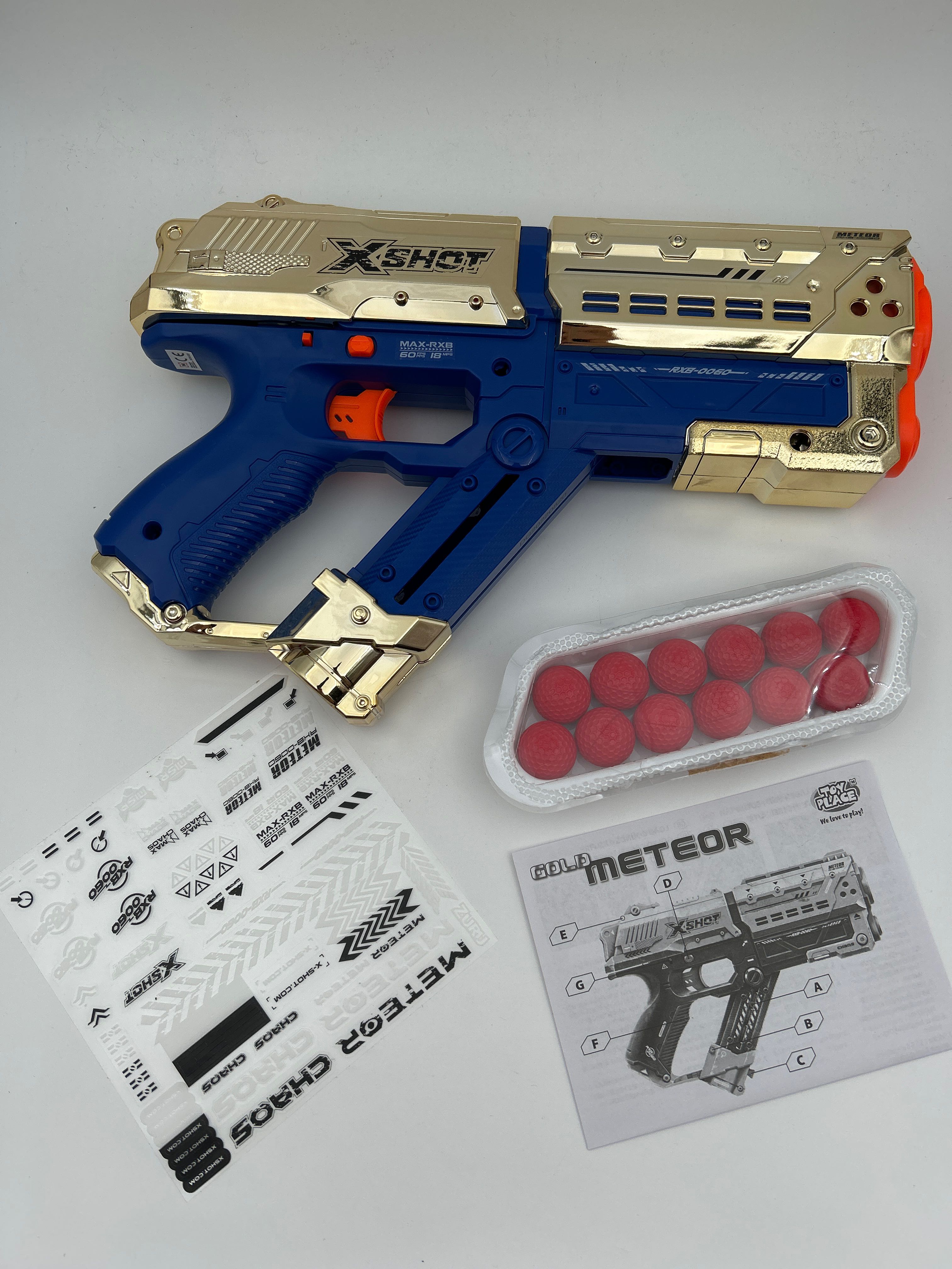 Billede fra myndighedens meddelelse af det tilbagekaldte produkt Ball Blaster Meteor Gold. Årsag: OKTILTAG.