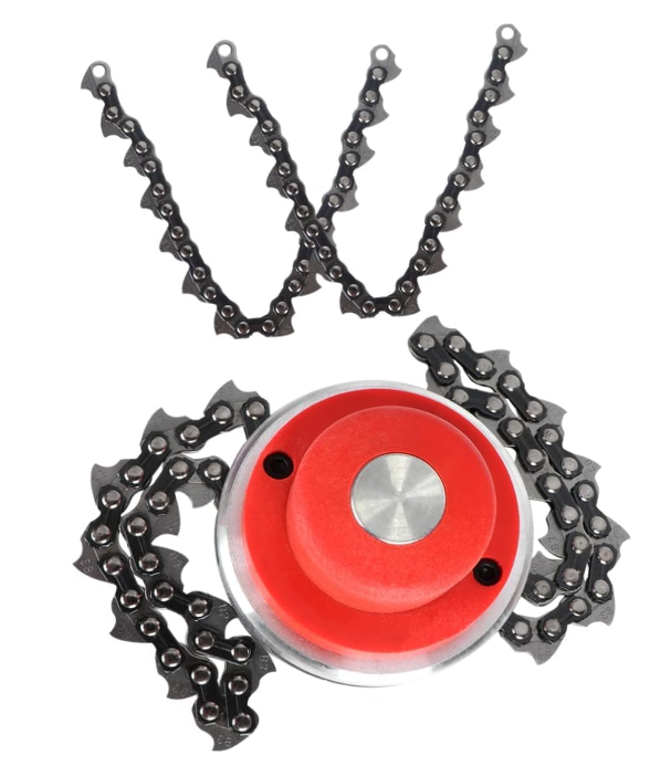 Billede fra myndighedens meddelelse af det tilbagekaldte produkt ODEROL Electric Lawn Mower Trimmer Replacement Parts, Line Chain Field Mower Clippers Brush Cutter Head Chain Metal. Årsag: OKTILTAG.