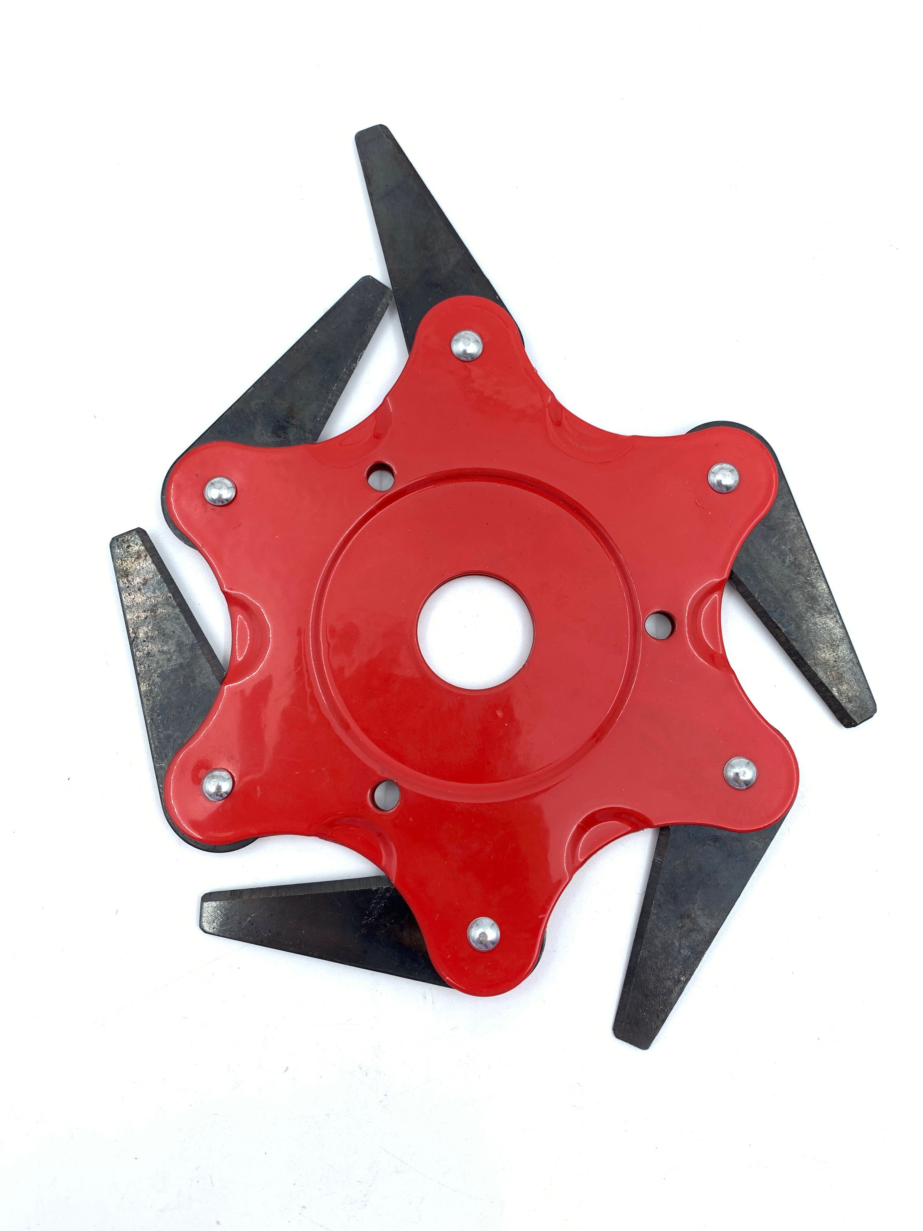 Billede fra myndighedens meddelelse af det tilbagekaldte produkt OXT Steel Trimmer Head, Premium 6 Steel Razors, 65Mn Professional Steel Razor Trimmer Head (Red). Årsag: OKTILTAG.