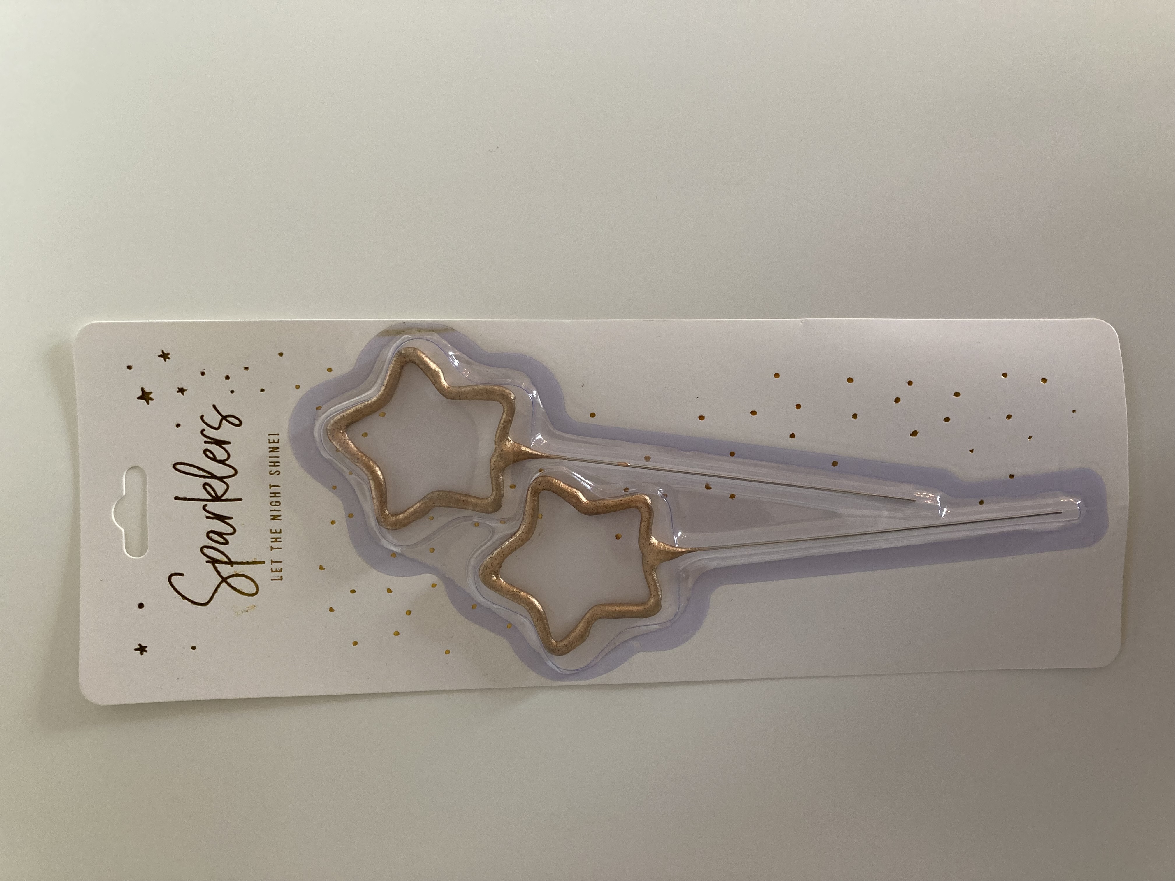 Billede fra myndighedens meddelelse af det tilbagekaldte produkt Sparklers - Let The Night Shine. Årsag: OVERTRÆD.