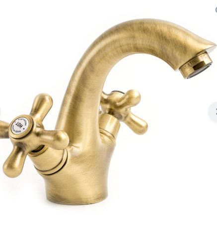 Billede fra myndighedens meddelelse af det tilbagekaldte produkt Håndvaskarmatur Old 800 Bronze. Årsag: OVERTRÆD.