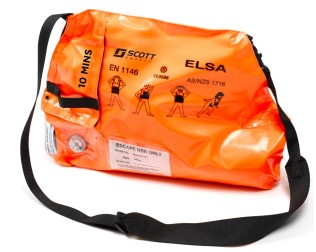 Billede fra myndighedens meddelelse af det tilbagekaldte produkt 3M™ Scott™ ELSA (Emergency Life Support Apparatus). Årsag: OVERTRÆD.