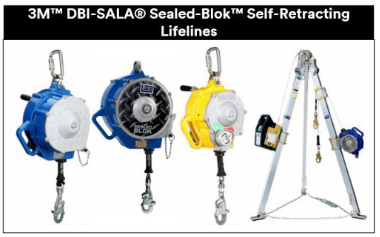Billede fra myndighedens meddelelse af det tilbagekaldte produkt 3M™ DBI-SALA® Sealed-Blok™ Self-Retracting Lifeline. Årsag: OVERTRÆD.