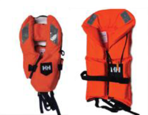 Billede fra myndighedens meddelelse af det tilbagekaldte produkt Helly Hansen Recalls Navigare Comfort, Navigare Scan, Junior Safe+ and Kid Safe+ Lifejackets. Årsag: OVERTRÆD.