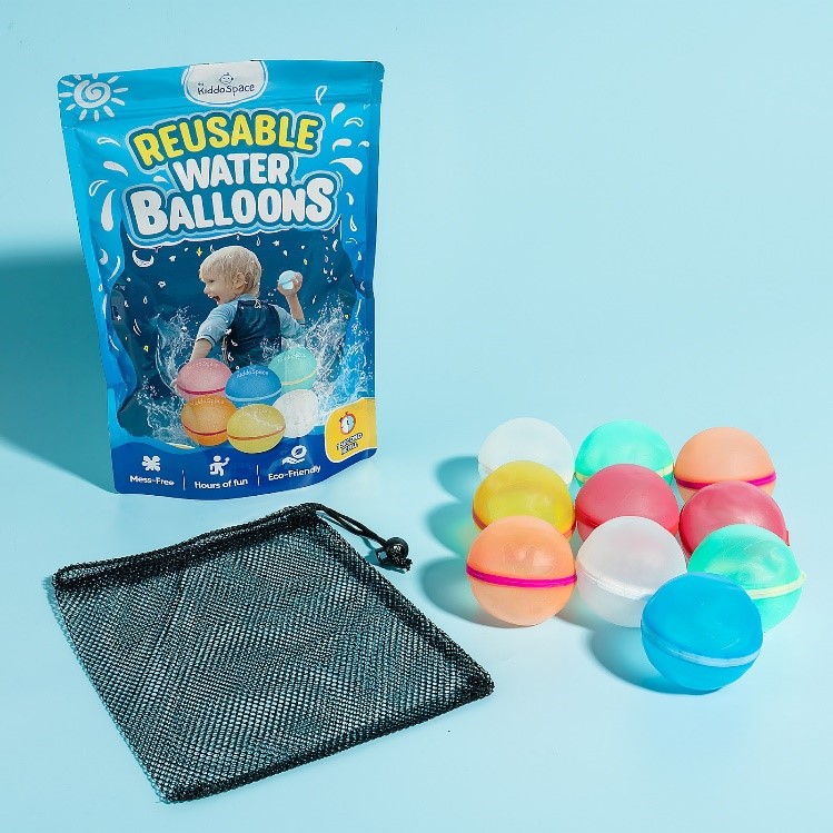Billede fra myndighedens meddelelse af det tilbagekaldte produkt Genanvendelige magnetiske vandballoner. Årsag: OVERTRÆD.