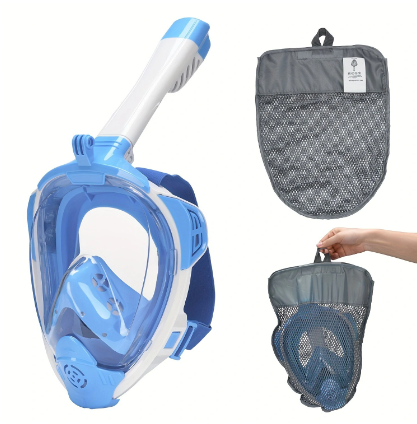 Billede fra myndighedens meddelelse af det tilbagekaldte produkt Waterproof Anti-Fog Goggles 180° Panoramic Double Tube Comprehensive Diving Goggles Fully Dry Breathing Snorkeling Goggles - White Blue S/M. Årsag: OVERTRÆD.