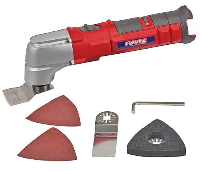 Billede fra myndighedens meddelelse af det tilbagekaldte produkt Duratool D03207 Li-Ion Cordless Oscillating Multi-Tool. Årsag: OVERTRÆD.