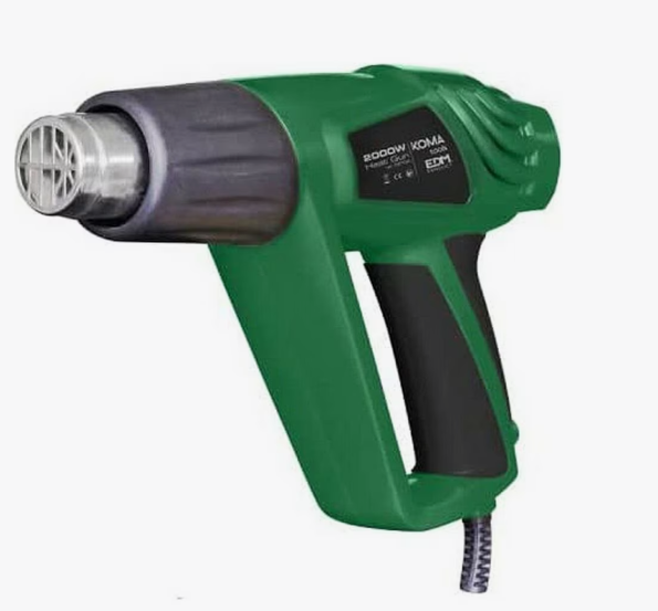Billede fra myndighedens meddelelse af det tilbagekaldte produkt Varm luft Koma Tools 2000 W. Årsag: OVERTRÆD.