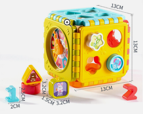 Billede fra myndighedens meddelelse af det tilbagekaldte produkt 1-2 Years old Boys & Girls Holiday Baby Activity Cube Toddler Toys 6 in 1. Årsag: OVERTRÆD.