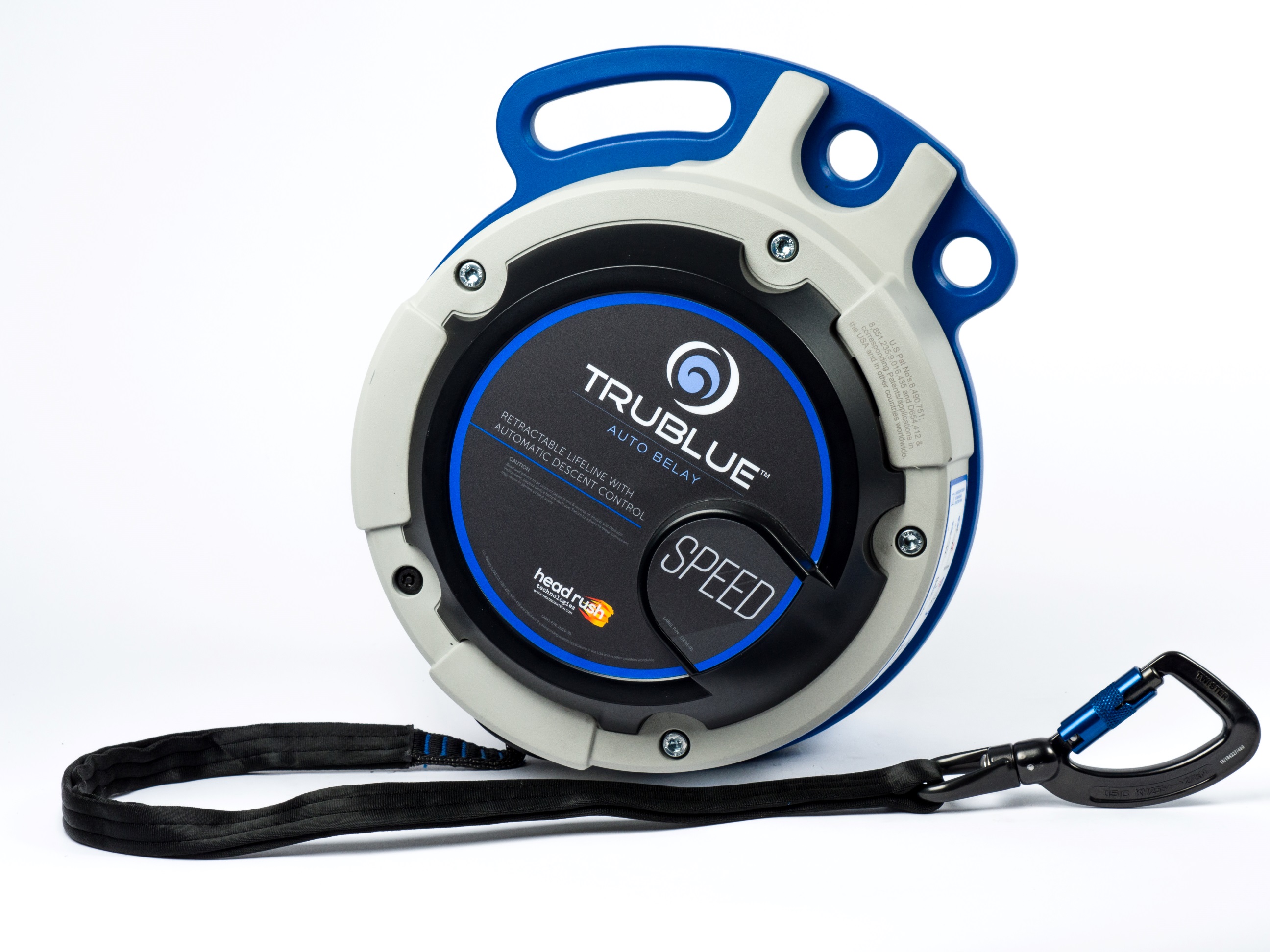 Billede fra myndighedens meddelelse af det tilbagekaldte produkt TRUBLUE Speed Auto Belay. Årsag: OVERTRÆD.