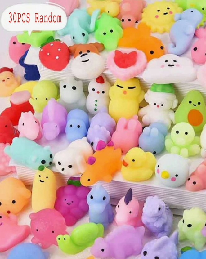 Billede fra myndighedens meddelelse af det tilbagekaldte produkt 30PCS Random Kawaii Mochi Squishy Toys For Kids. Årsag: OVERTRÆD.
