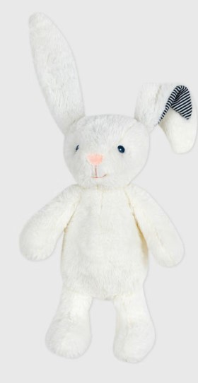 Billede fra myndighedens meddelelse af det tilbagekaldte produkt Doudou Bunny. Årsag: OVERTRÆD.
