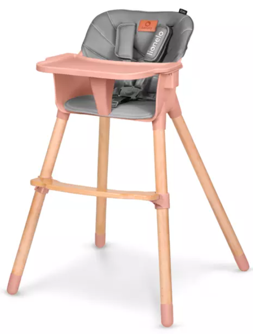 Billede fra myndighedens meddelelse af det tilbagekaldte produkt lionelo Højstol Koen Pink Rose. Årsag: OVERTRÆD.