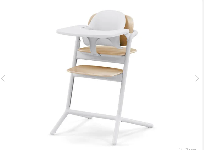 Billede fra myndighedens meddelelse af det tilbagekaldte produkt Cybex Lemo 3-in-1 Højstol Inkl. Babysæt & Bakke, Sand White. Årsag: OVERTRÆD.