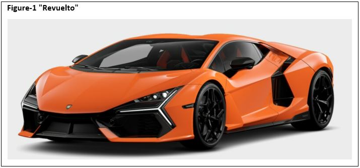 Billede fra myndighedens meddelelse af det tilbagekaldte produkt Lamborghini - Revuelto. Årsag: OVERTRÆD.