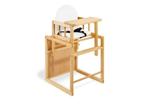 Billede fra myndighedens meddelelse af det tilbagekaldte produkt Pinolino Komib-Højstol, Nele/klar lak. Årsag: OVERTRÆD.