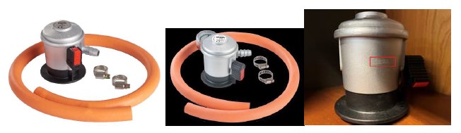 Billede fra myndighedens meddelelse af det tilbagekaldte produkt Gasregulator type C21 Outfit/ Grillexperten. Årsag: OVERTRÆD.