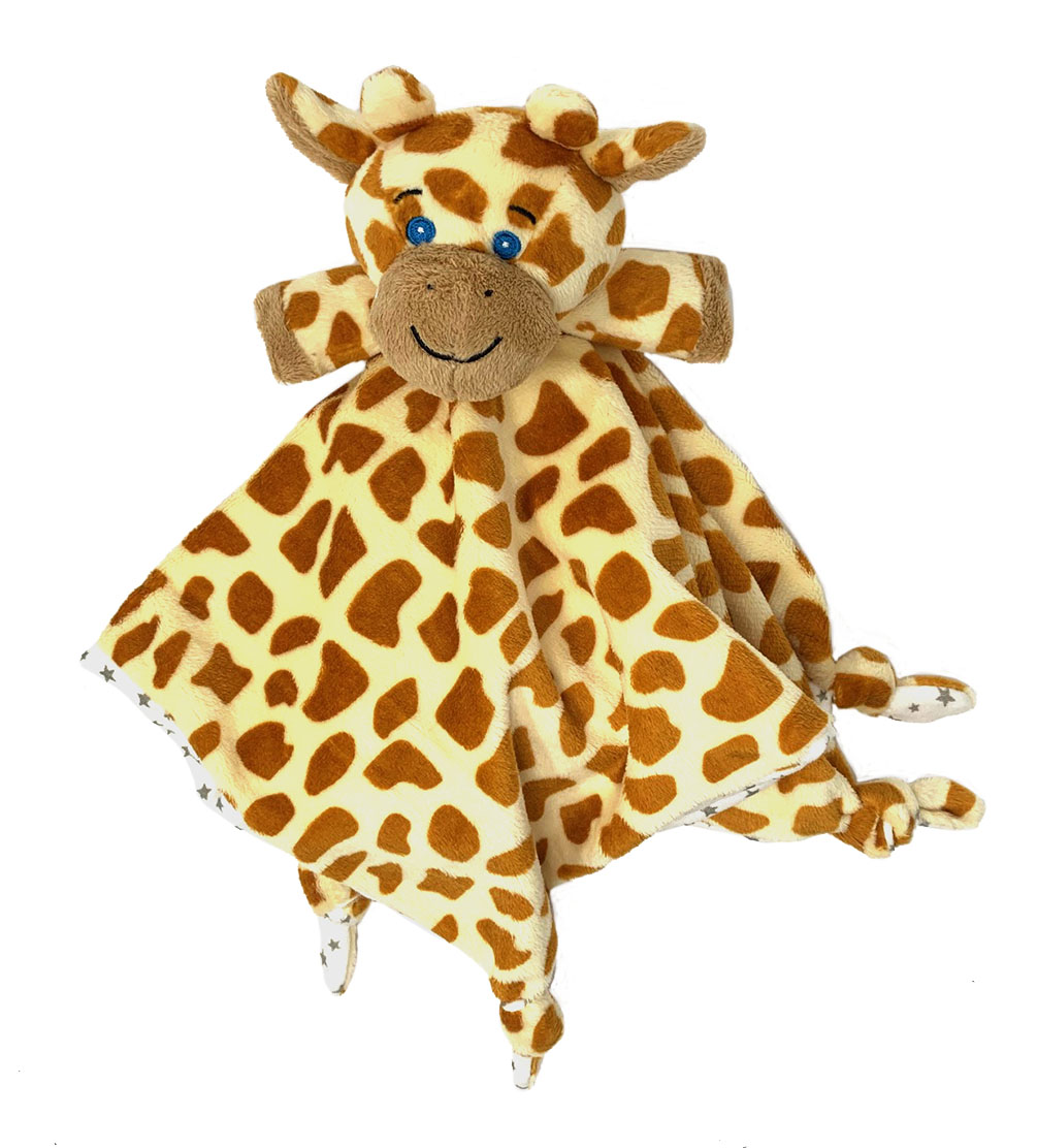 Billede fra myndighedens meddelelse af det tilbagekaldte produkt Petjes World Security Blanket Giraffe. Årsag: OVERTRÆD.