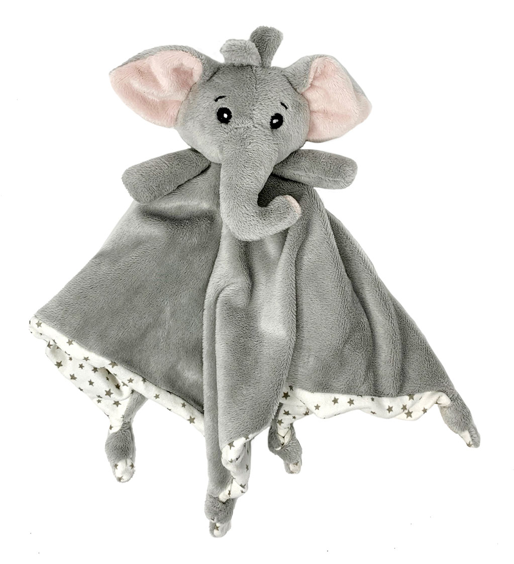 Billede fra myndighedens meddelelse af det tilbagekaldte produkt Petjes World Security Blanket Elephant pink. Årsag: OVERTRÆD.