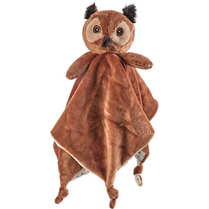 Billede fra myndighedens meddelelse af det tilbagekaldte produkt Petjes World Security blanket Horn Owl. Årsag: OVERTRÆD.