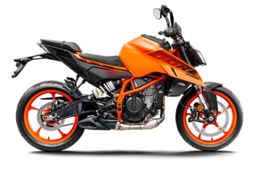 Billede fra myndighedens meddelelse af det tilbagekaldte produkt KTM, 125/250/390/990 DUKE MY2024. Årsag: OVERTRÆD.