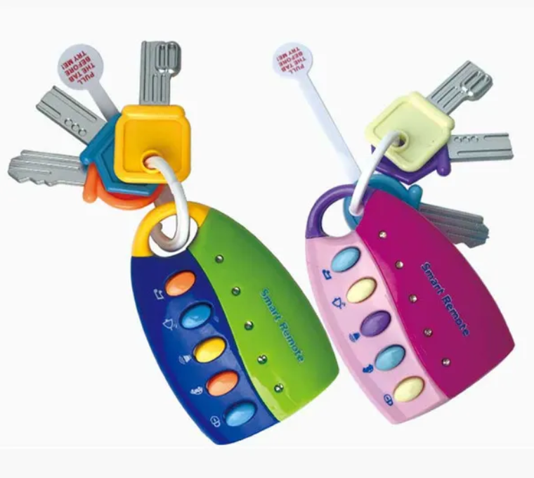 Billede fra myndighedens meddelelse af det tilbagekaldte produkt Baby Toy Musical Car Key Vocal Smart Remote Car. Årsag: OVERTRÆD.