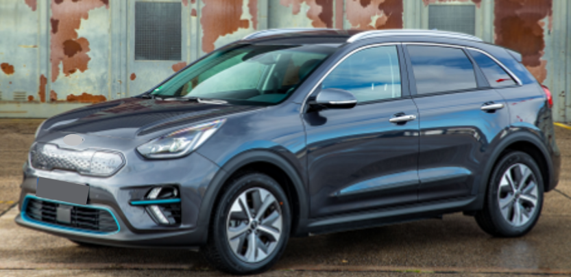 Billede fra myndighedens meddelelse af det tilbagekaldte produkt Kia Niro. Årsag: OVERTRÆD.