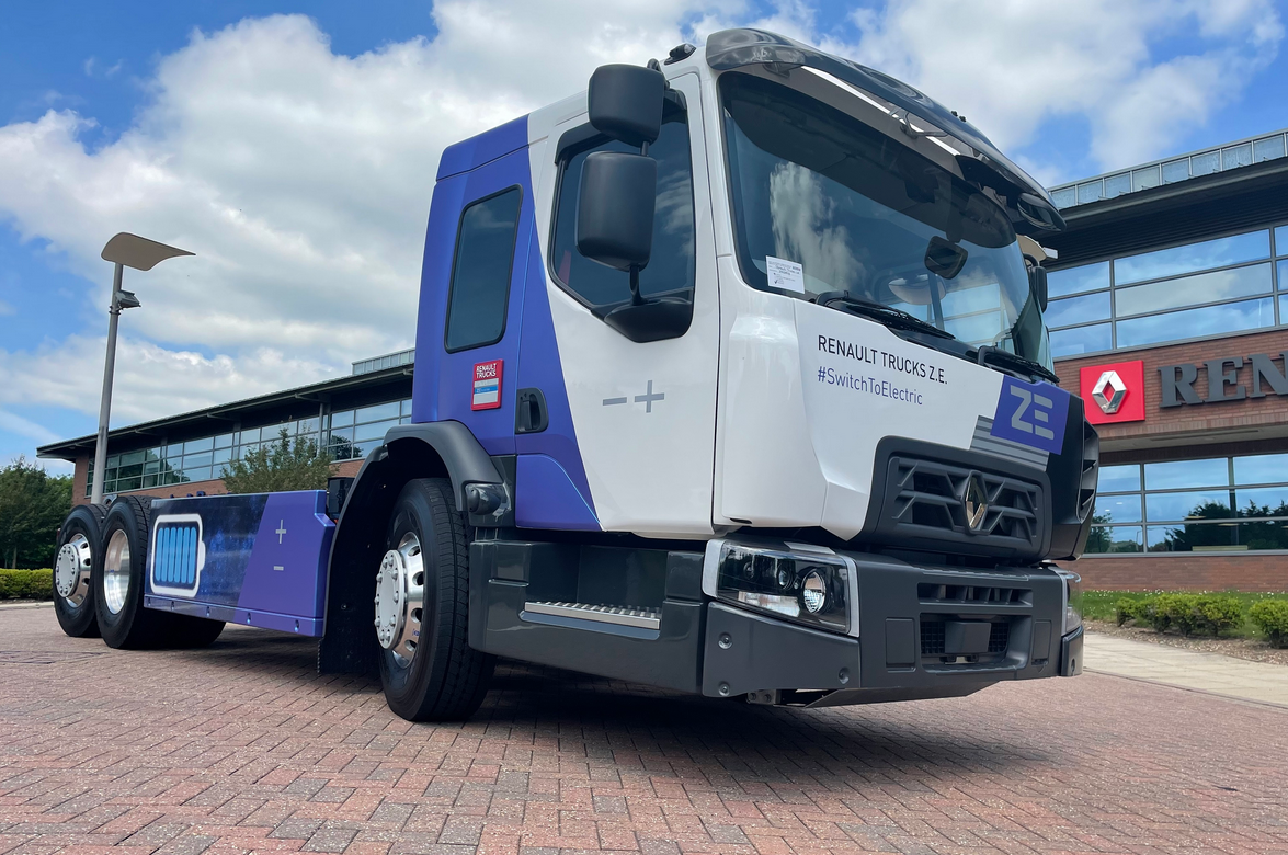 Billede fra myndighedens meddelelse af det tilbagekaldte produkt Renault Trucks, model: D ZE, D WIDE ZE. Årsag: OVERTRÆD.
