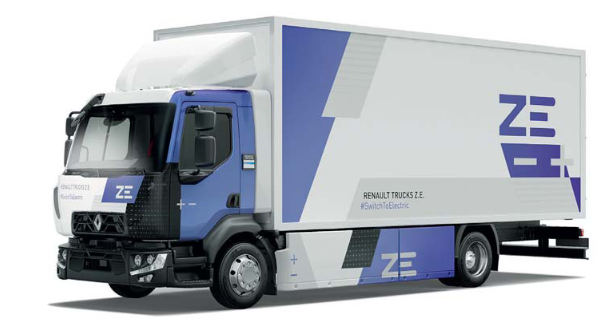 Billede fra myndighedens meddelelse af det tilbagekaldte produkt Renault Trucks - D ZE, DWIDE ZE. Årsag: OVERTRÆD.