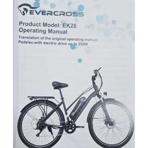 Billede fra myndighedens meddelelse af det tilbagekaldte produkt Evercross - Model: EK28. Årsag: OVERTRÆD.