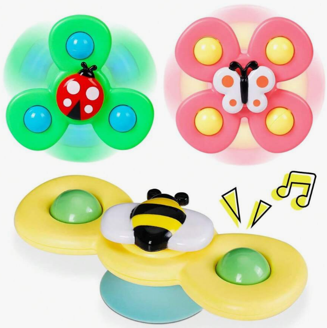 Billede fra myndighedens meddelelse af det tilbagekaldte produkt 3stk sugekop spinner legetøj | Snurretop Baby Legetøj Gave Legetøj Sensorisk legetøj. Årsag: OVERTRÆD.