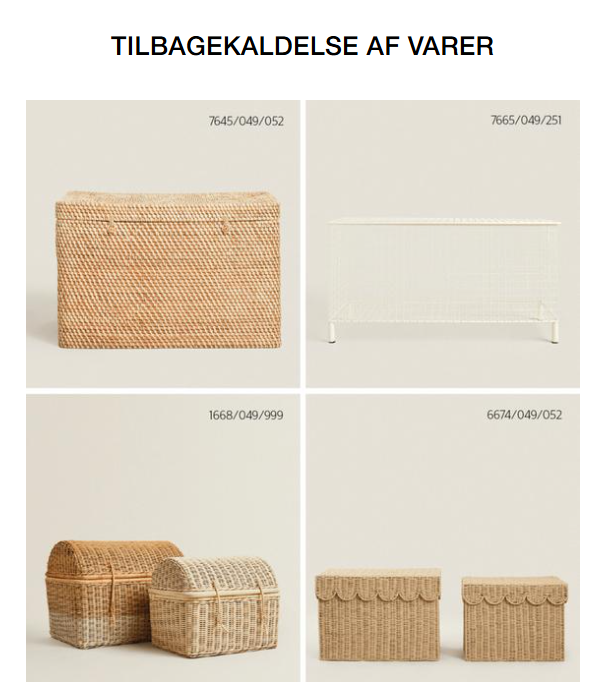Billede fra myndighedens meddelelse af det tilbagekaldte produkt Fletkurve. Årsag: OVERTRÆD.